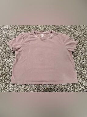 Dazy-Less Cropped Short Sleeve T-Shirt Women's Large Light Brown Cute